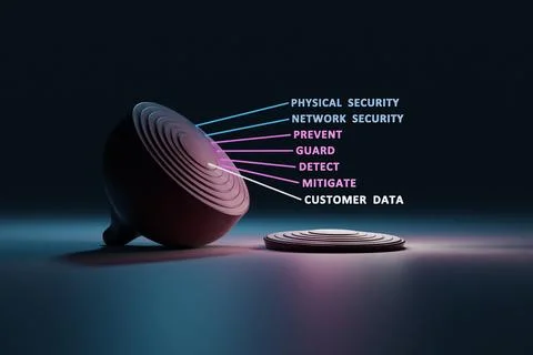 Cyber security The Onion framework - multiple layers of protection. 库存插图