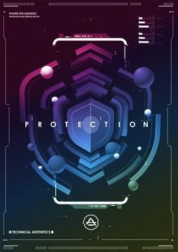 Cyber security. Online information protect, internet digital technology backg Stock Illustration