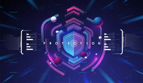 Cyber security. Online information protect, internet digital technology backg Stock Illustration