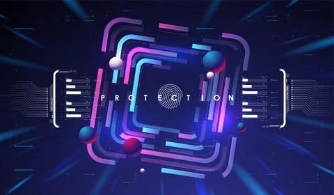 Cyber security. Online information protect, internet digital technology backg Stock Illustration