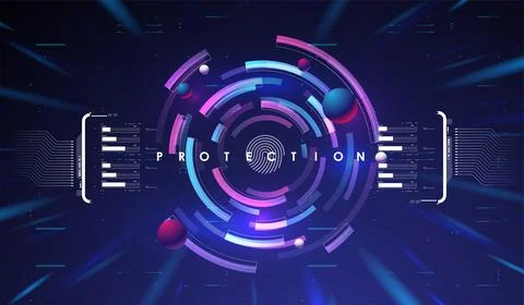 Cyber security. Online information protect, internet digital technology backg Stock Illustration