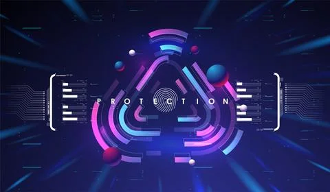 Cyber security. Online information protect, internet digital technology backg Stock Illustration
