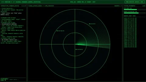 Cyber Security Operations Dashboard: Global Threat Level Critical Stock Footage 339157200