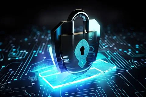 Cyber security or data safety concept with lock. Generative AI. Cyber secu... Stock Photos