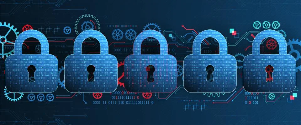 Cyber security or network protection.  System privacy. Stock Illustration