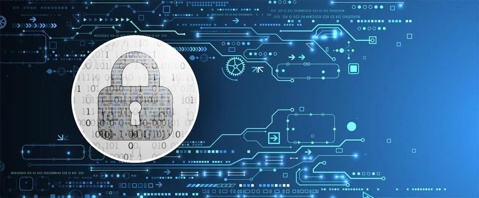 Cyber security or network protection.  System privacy. Stock Illustration