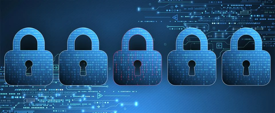 Cyber security or network protection.  System privacy. Illustration
