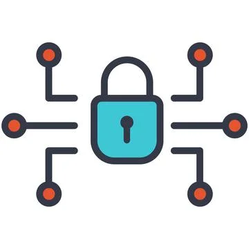 Cyber security padlock and networking flat icon vector イラスト素材