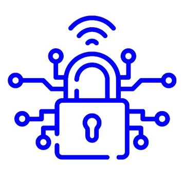 Cyber Security Padlock Icon with Digital Circuit and WiFi Signal Stockillustratie