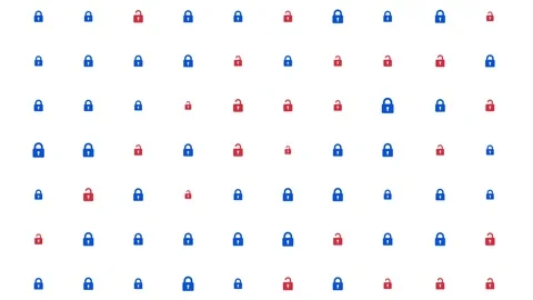 Cyber Security Padlock Icons Grid on White Background Stock Footage 335808648