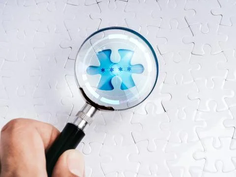 Cyber security, password protection, data secure concept. Close-up asterisk.. Foto stock