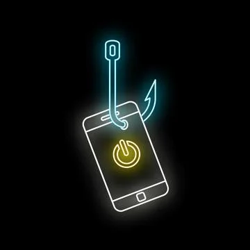 Cyber security phishing hook catching smartphone data Stock Illustration