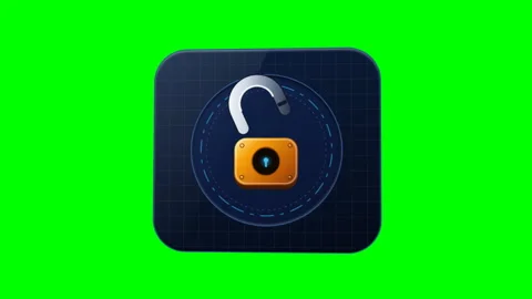 Cyber Security Privacy Padlock Protection Card Lock on Green Screen. Stock Footage 346368824