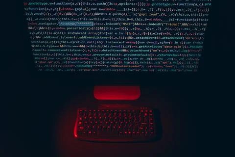 Cyber security. Program code on screen. Using computer and programming to b.. Photos