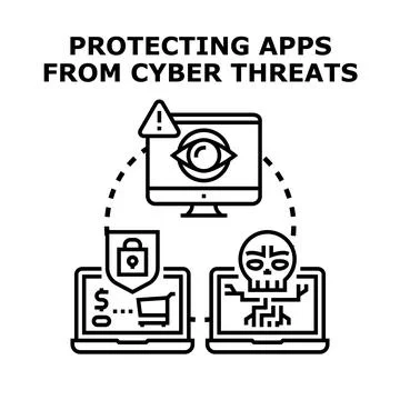 Cyber security protecting applications from digital threats Stockillustratie