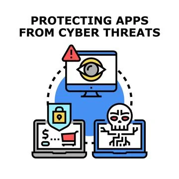 Cyber security protecting applications from digital threats Stockillustratie