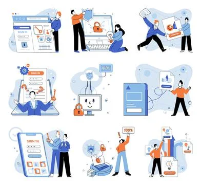 Cyber security. The protection digital assets is top priority in cybersecurity Stock Illustration