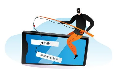 Cyber security protection, modern technology criminal offender, hacker crack Stock Illustration