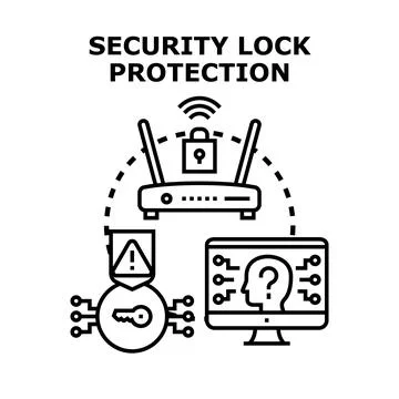 Cyber security protection preventing personal data threats Stock Illustration