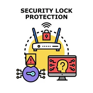 Cyber security protection preventing personal data threats Stock Illustration