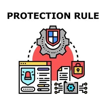Cyber security protection rule digital data processing Stock Illustration