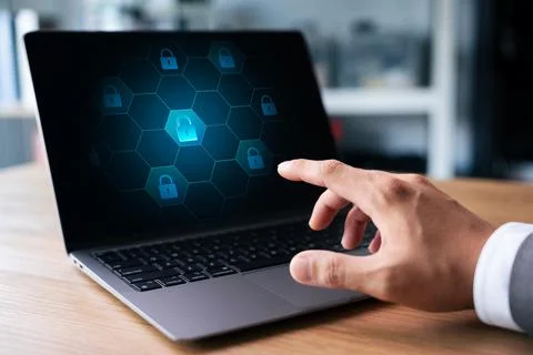 Cyber ??security protects personal data and information on the internet, bu.. Stock Photos