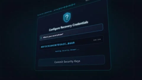 Cyber security question setup for futuristic data protection. 4K Stock Footage 348301174