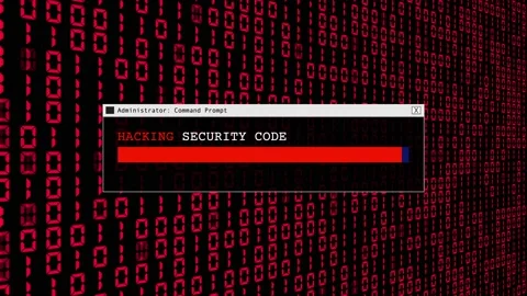 Cyber Security Red Binary Code Hacking Login Abstract Background Concept Stock Footage 231332548
