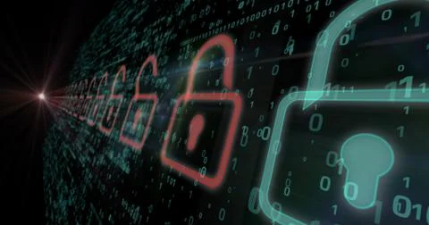 Cyber security - red padlock Stock Illustration