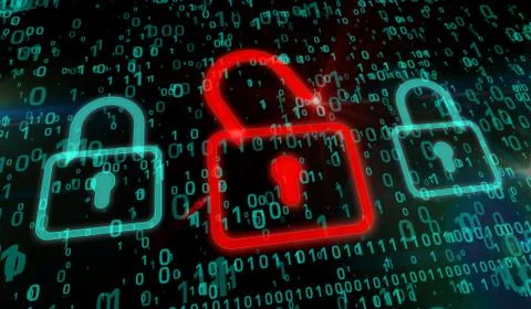 Cyber security - red padlock Stock Illustration