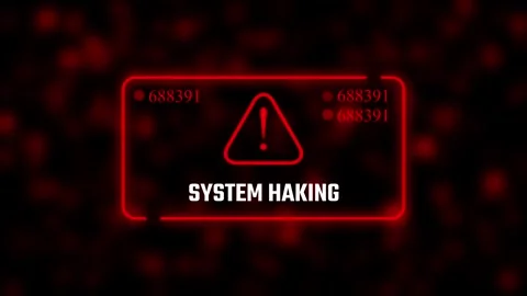 Cyber Security Red System Hacking Warning Infographic Animation - 4K Loop Stock Footage 348740992