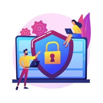 Cyber security risk management abstract concept vector illustration. Stock Illustration