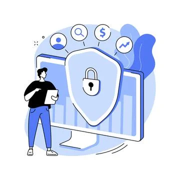 Cyber security risk management abstract concept vector illustration. Stock Illustration