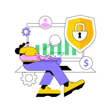 Cyber security risk management abstract concept vector illustration. Stock Illustration