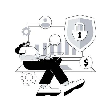Cyber security risk management abstract concept vector illustration. Stock Illustration