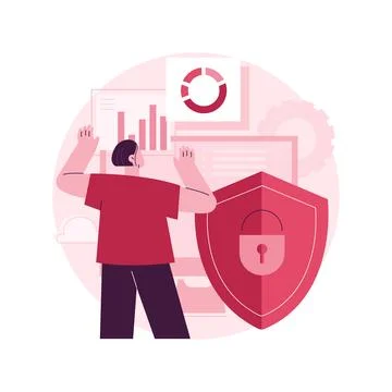 Cyber security risk management abstract concept vector illustration. Stock Illustration