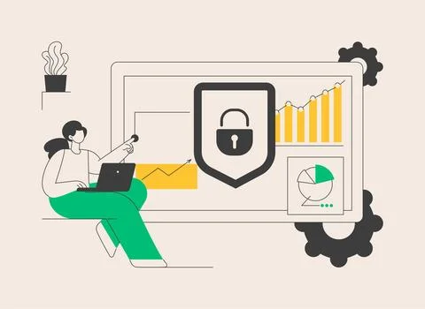 Cyber security risk management abstract concept vector illustration. Illustration