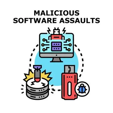 Cyber security risks and data hacking concept Ilustración de archivo