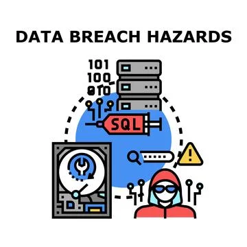 Cyber security risks and data breach hazards Stock Illustration