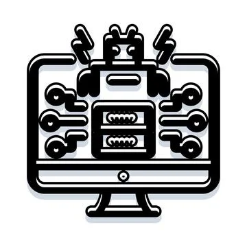 Cyber security robot protecting critical system data Stock-Illustration