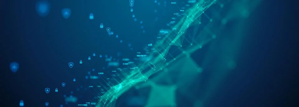 Cyber security safe encrypted digital data networks for secure global informa Stock Illustration