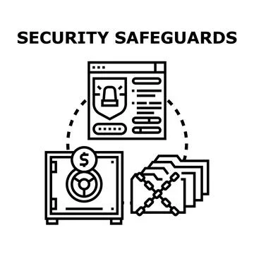 Cyber security safeguards protecting digital information and financial assets Stock Illustration