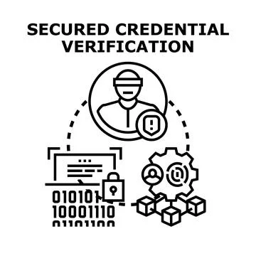 Cyber security secured credential verification process Illustrazione stock