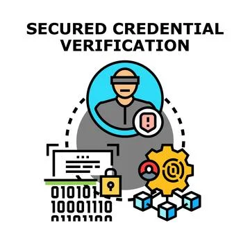 Cyber security secured credential verification process Stock Illustration
