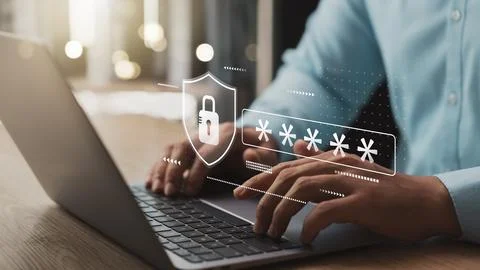 Cyber ??security, security password to protect personal information online. Foto stock