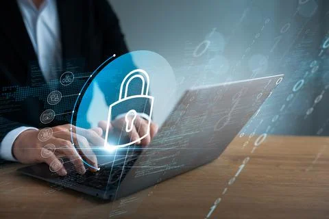 Cyber ??security, security password to protect personal information online. Stockfoto's