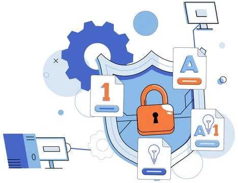 Cyber security. The security personal information is paramount in cyberspace 스톡 일러스트
