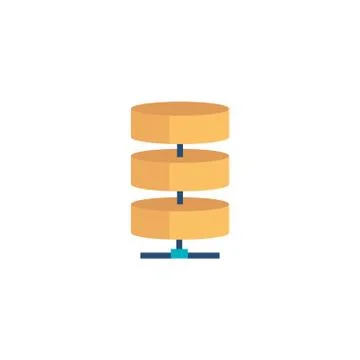Cyber security server data disk flat style icon Stock Illustration
