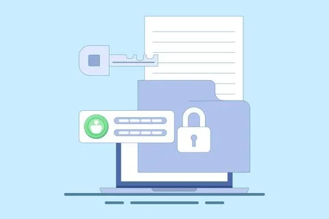 Cyber security services to protect documents and personal data Stock Illustration