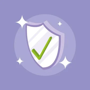 Cyber security with shield and check sign Stock Illustration